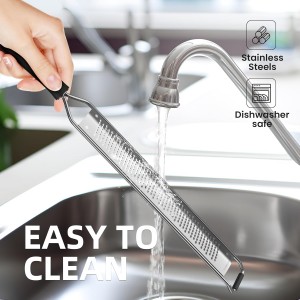 Zester Grater,Stainless Steel Cheese Grater with Non-Slip Comfort Grip,Black