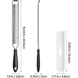 Zester Grater,Stainless Steel Cheese Grater with Non-Slip Comfort Grip,Black