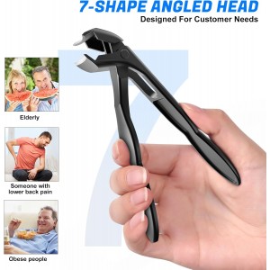 Toenail Clippers for Thick Nails, 6 Pcs Professional Wide Jaw Opening Nail Clipper Set for Seniors, Sharp Stainless Steel Fingernail Cutters with Slanted Edge & Travel Case, Podiatrist Tool Kit