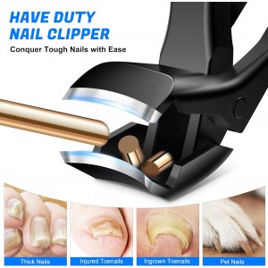 Toenail Clippers for Thick Nails, 6 Pcs Professional Wide Jaw Opening Nail Clipper Set for Seniors, Sharp Stainless Steel Fingernail Cutters with Slanted Edge & Travel Case, Podiatrist Tool Kit