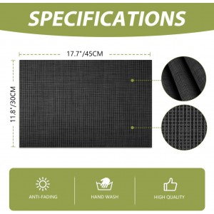 AUAUY Placemats Set of 6 Washable, Non-Slip Heat Resistant Table Mats, PVC Vinyl Woven Table Placemats Wipeable for Kitchen Dinning Restaurant, Farmhouse (Black, 6pcs)