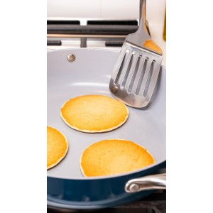 Stainless Steel Cooking Utensils Set, 5-Piece 304 Metal Kitchen Utensil Set (Spatula, Ladle, Slotted Turner, Spaghetti Server, Skimmer) – One-Piece Heavy Duty, Rustproof, Dishwasher Safe