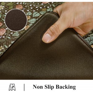 Collive Kitchen Mats for Floor 2PCS, Cushioned Anti Fatigue Mat Non Slip Waterproof Kitchens Sink Rug, Vintage Spring Floral Rugs Comfort Standing Mat for Laundry, Desk, Bar, Office, Black