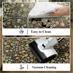 Collive Kitchen Mats for Floor 2PCS, Cushioned Anti Fatigue Mat Non Slip Waterproof Kitchens Sink Rug, Vintage Spring Floral Rugs Comfort Standing Mat for Laundry, Desk, Bar, Office, Black