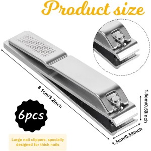 6 Pieces Straight Nail Clippers for Thick Nails Edge Toenails Clippers Stainless Steel Nails Cutters Heavy Duty Fingernail Clipper for Men Women