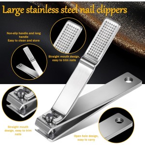 6 Pieces Straight Nail Clippers for Thick Nails Edge Toenails Clippers Stainless Steel Nails Cutters Heavy Duty Fingernail Clipper for Men Women