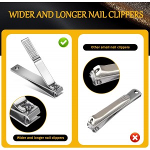 6 Pieces Straight Nail Clippers for Thick Nails Edge Toenails Clippers Stainless Steel Nails Cutters Heavy Duty Fingernail Clipper for Men Women
