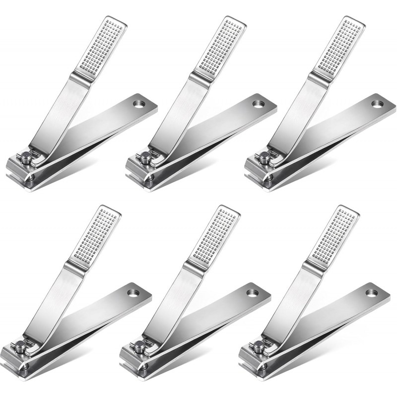 6 Pieces Straight Nail Clippers for Thick Nails Edge Toenails Clippers Stainless Steel Nails Cutters Heavy Duty Fingernail Clipper for Men Women