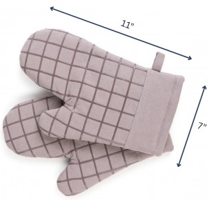 Oven Mitts and Pot Holders Set for Kitchen | 4 Pc Set| Heat Resistant Up to 500°F | Non-Slip Silicone Strips | Grey Kitchen Accessories | Includes 2 Hot Pads & 2 Cooking Mitts
