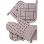 Oven Mitts and Pot Holders Set for Kitchen | 4 Pc Set| Heat Resistant Up to 500°F | Non-Slip Silicone Strips | Grey Kitchen Accessories | Includes 2 Hot Pads & 2 Cooking Mitts
