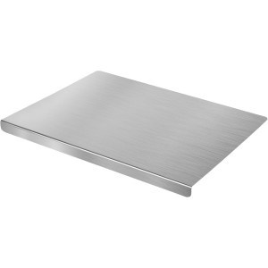 HUAKENER Large Stainless Steel Cutting Boards for Kitchen, Cutting Board with Counter Lip, Cutting Board with Silicone Mat for Meat, Fruits, Vegetables, Bread (15.7 x 11.8 Inch)
