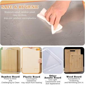 HUAKENER Large Stainless Steel Cutting Boards for Kitchen, Cutting Board with Counter Lip, Cutting Board with Silicone Mat for Meat, Fruits, Vegetables, Bread (15.7 x 11.8 Inch)