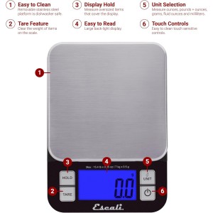 Escali Kitchen Scale and Thermometer Kit, Includes Nutro Digital Food Scale and Gourmet Digital Thermometer
