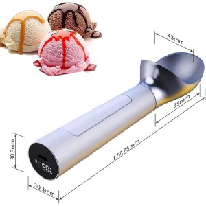 Heated Ice Cream Scoop, Rechargeable Icecream Scoop with LED Display, Rechargeable Electric Ice Cream Scoop, Maximum Heating up to 158℉ for Hard Ice Cream