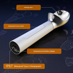 Heated Ice Cream Scoop, Rechargeable Icecream Scoop with LED Display, Rechargeable Electric Ice Cream Scoop, Maximum Heating up to 158℉ for Hard Ice Cream