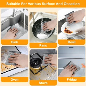 15PCS Multipurpose Wire Dishwashing Rag,Non Scratch Wire Dishcloth, Reusable Steel Wool Scrubber,Non-Scratch&Quick-Drying&Odor-Resistant Multi-Purpose for Kitchen,Bathroom Cleaning (15)