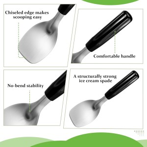 4 Pack Ice Cream Spade Heavy Duty - Stainless Steel Flat Ice Cream Scoop, Scooper for Hard or Creamy Dessert Spade Butter Cutter