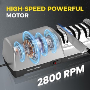 Electric Knife Sharpener for Kitchen - 3-Stage with 100% Diamond Abrasives & 15° Precision Angle Guide - Fast Repair & Polish, Profesional with Magnetic Dust Box