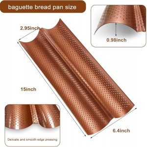 Baguette Pan Set of 2 with Proofing Cloth, Nonstick 2-Slot French Bread Baking Pan for Homemade Baguette, Carbon Steel Vintage Bronze Tray, Bakeware for Artisan Homemade Bread