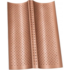 Baguette Pan Set of 2 with Proofing Cloth, Nonstick 2-Slot French Bread Baking Pan for Homemade Baguette, Carbon Steel Vintage Bronze Tray, Bakeware for Artisan Homemade Bread