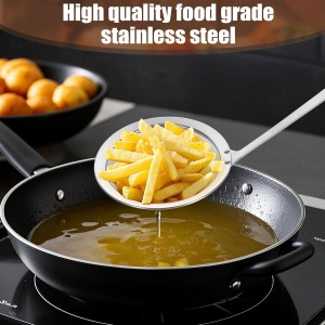 5 Pack Fine Mesh Skimmer Spoon Slotted Spoon Stainless Steel Hot Pot Fat Strainer Metal Food Strainer for Separation of the Floating Foam, Fat, Grease, Kitchen Cooking Mesh Food Strainers