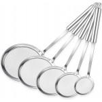 5 Pack Fine Mesh Skimmer Spoon Slotted Spoon Stainless Steel Hot Pot Fat Strainer Metal Food Strainer for Separation of the Floating Foam, Fat, Grease, Kitchen Cooking Mesh Food Strainers