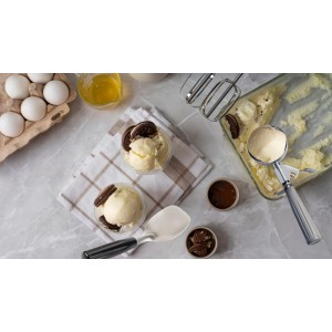 Professional Ice Cream Scoop Set, Stainless Steel Trigger Release Portion Scoop and Classic Ice Cream Spade Design for Frozen Treats,Baking Cookie Dough