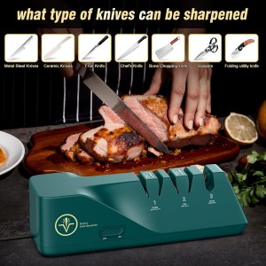 Knife Sharpener, Diamond Abrasives Electric Knife Sharpener for Stainless Steel and Ceramic Knives, with Dust Collection Box, Quick Sharpening & Polishing