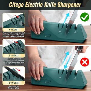 Knife Sharpener, Diamond Abrasives Electric Knife Sharpener for Stainless Steel and Ceramic Knives, with Dust Collection Box, Quick Sharpening & Polishing