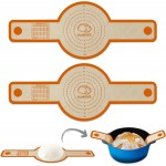 Silicone Bread Sling for Dutch Oven Liner, Non Stick 2 PCS, Easy Clean Reusable Silicone Baking Mat with Long Handles, Easy to Transfer Sourdough Bread, Orange