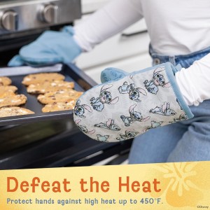 Disney Oven Mitts 2-Pack - 5.5” x 7.5” Heat-Resistant Mini Oven Mitts with Non-Slip Printed Silicone Disney Silhouettes - Pot Holders for Kitchen - Mickey & Minnie, Stitch, Winnie the Pooh