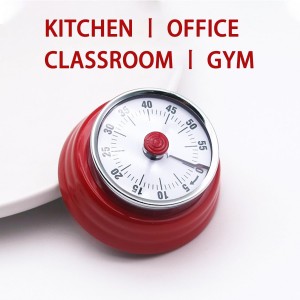 Mechanical Kitchen Timer, Eco-Friendly No Batteries Needed Magnetic 60-Minute Visual Countdown Alarm Clock for Cooking, Study, Games, Office (Red)