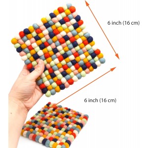 Glaciart One Felt Trivet - 2 Pc - 100% Wool, Handmade in Nepal, Multicolor 6