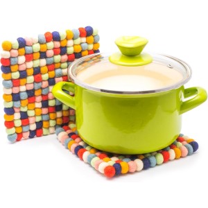 Glaciart One Felt Trivet - 2 Pc - 100% Wool, Handmade in Nepal, Multicolor 6