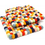 Glaciart One Felt Trivet - 2 Pc - 100% Wool, Handmade in Nepal, Multicolor 6