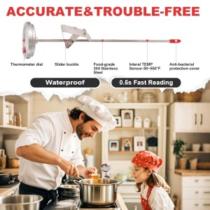 Candy Thermometer Waterproof IP67 - Oil Thermometer for Frying with Clips - 9