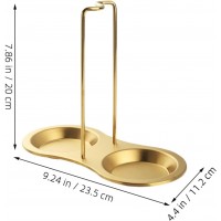 Cooking Spoon Rest Gold Stainless Steel Utensil Rack Vertical Ladle Holder for Stove Top Space-saving Design Dishwasher Safe for Home Kitchen and Restaurants