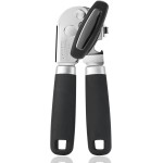 Manual Can Opener, UHIYEE Handheld Can Opener Heavy Duty with High Carbon Sharp Blade, Ease Can Open for Seniors with Comfort Grip Handles, Oversized Turn Knob, Black