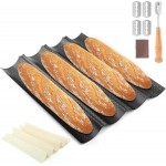 French Baguette Pan Set - 4-Loaf Nonstick Perforated with Proofing Cloth & Lame | Complete Bread Baking Kit