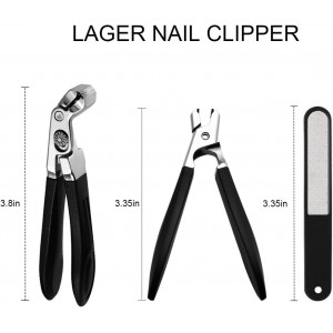 Nail Clippers for Seniors, Wide Jaw Fingernail Clippers and Angled Head Toenail Clippers for Thick Nail, Professional German Nail Clippers for Men, Women & Pregnant (Black 2)