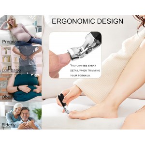 Nail Clippers for Seniors, Wide Jaw Fingernail Clippers and Angled Head Toenail Clippers for Thick Nail, Professional German Nail Clippers for Men, Women & Pregnant (Black 2)