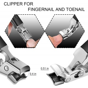 Nail Clippers for Seniors, Wide Jaw Fingernail Clippers and Angled Head Toenail Clippers for Thick Nail, Professional German Nail Clippers for Men, Women & Pregnant (Black 2)