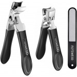 Nail Clippers for Seniors, Wide Jaw Fingernail Clippers and Angled Head Toenail Clippers for Thick Nail, Professional German Nail Clippers for Men, Women & Pregnant (Black 2)