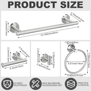 Blulu 30 Pcs Bathroom Hardware Set, Stainless Steel Towel Bar Set Includes 16 Inch Towel Bar, Hook, Ring, Toilet Paper Holder Wall Mounted Bathroom Accessories (Brushed Nickel)