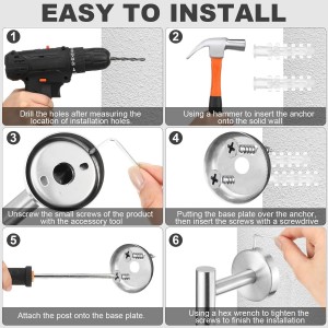 Blulu 30 Pcs Bathroom Hardware Set, Stainless Steel Towel Bar Set Includes 16 Inch Towel Bar, Hook, Ring, Toilet Paper Holder Wall Mounted Bathroom Accessories (Brushed Nickel)