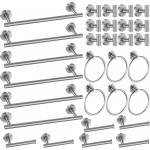 Blulu 30 Pcs Bathroom Hardware Set, Stainless Steel Towel Bar Set Includes 16 Inch Towel Bar, Hook, Ring, Toilet Paper Holder Wall Mounted Bathroom Accessories (Brushed Nickel)