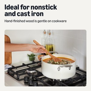 Amazon Basics Wooden Cooking Utensils, 6-Piece Set, Acacia Wood, Pre Oiled, Cookware-Safe