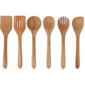 Amazon Basics Wooden Cooking Utensils, 6...