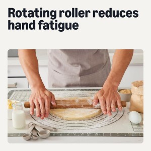 Amazon Basics Wooden French Rolling Pin, 17 in., Acacia Wood, Nonstick