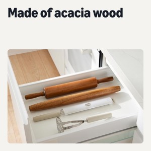 Amazon Basics Wooden French Rolling Pin, 17 in., Acacia Wood, Nonstick
